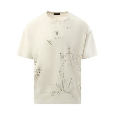 We11done Dyed Print Short-Sleeved T-Shirt in Ivory outlook