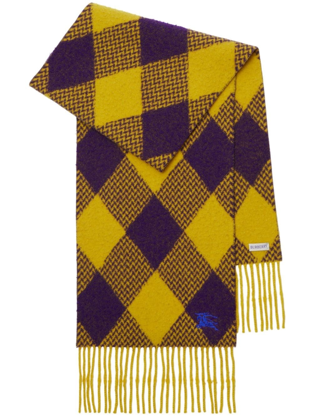 argyle check-pattern wool scarf - 1