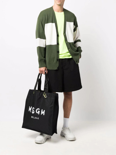 MSGM striped v-neck cardigan outlook