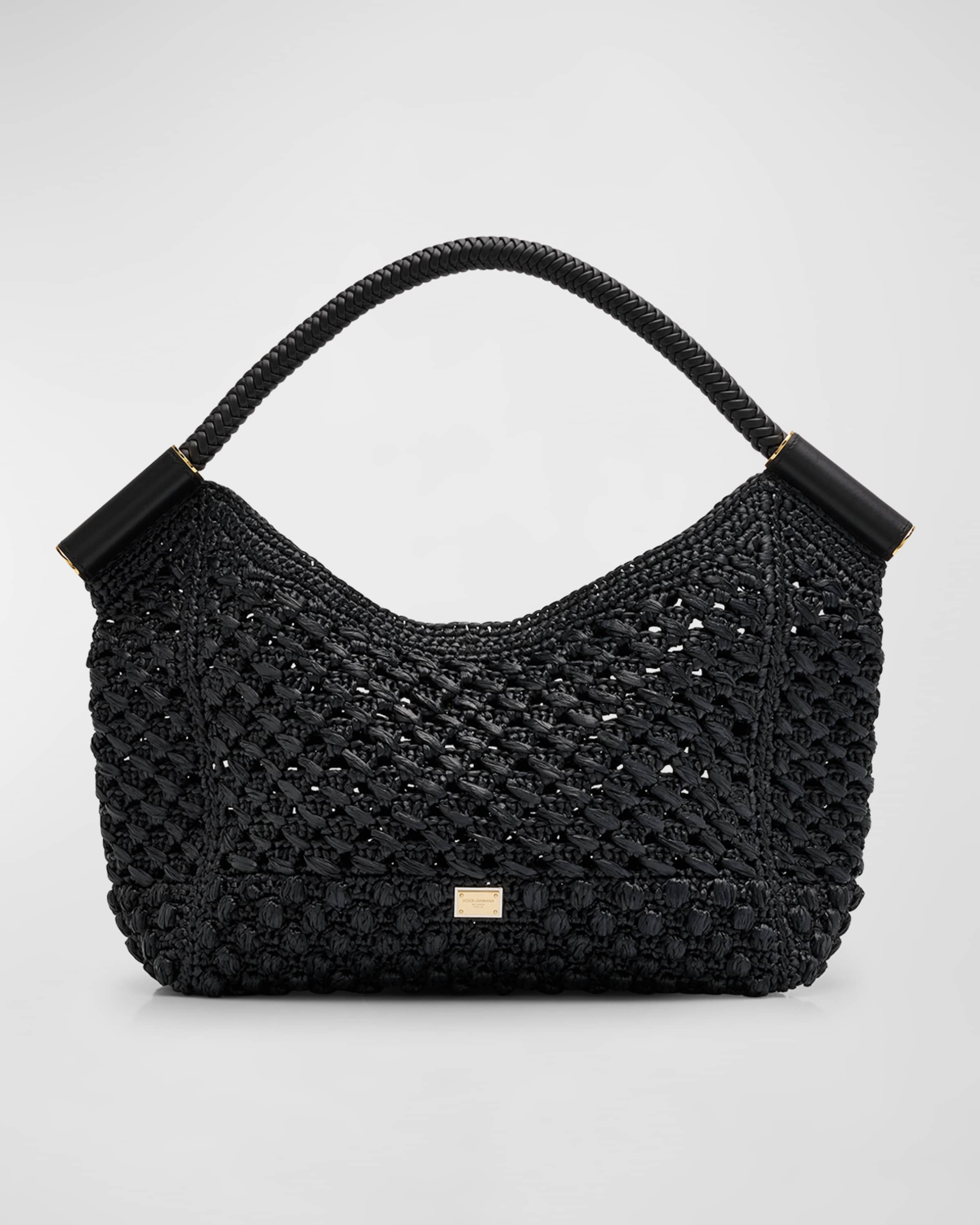 Raffia & Leather Top-Handle Bag - 1