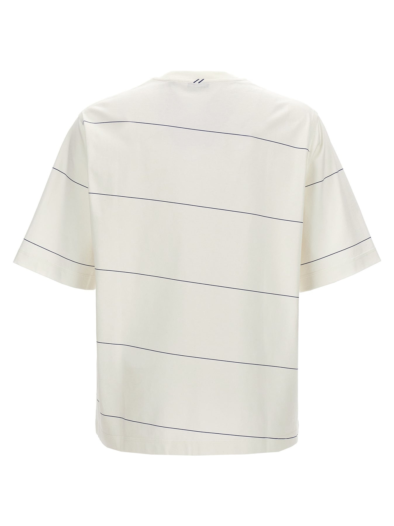 Logo Embroidery Striped T-Shirt White - 2