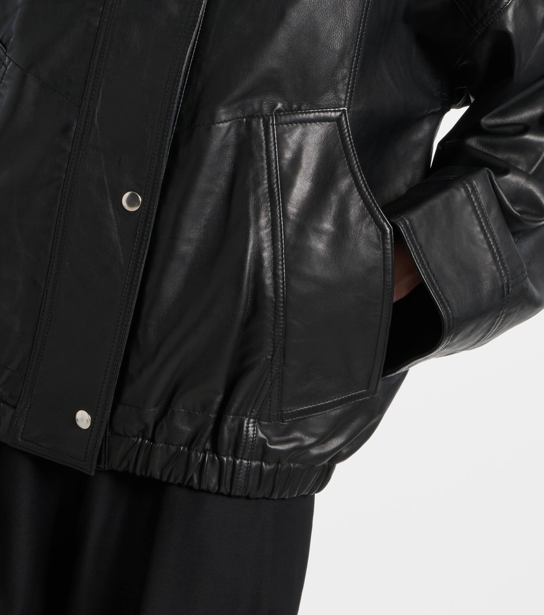 Leather bomber jacket - 5