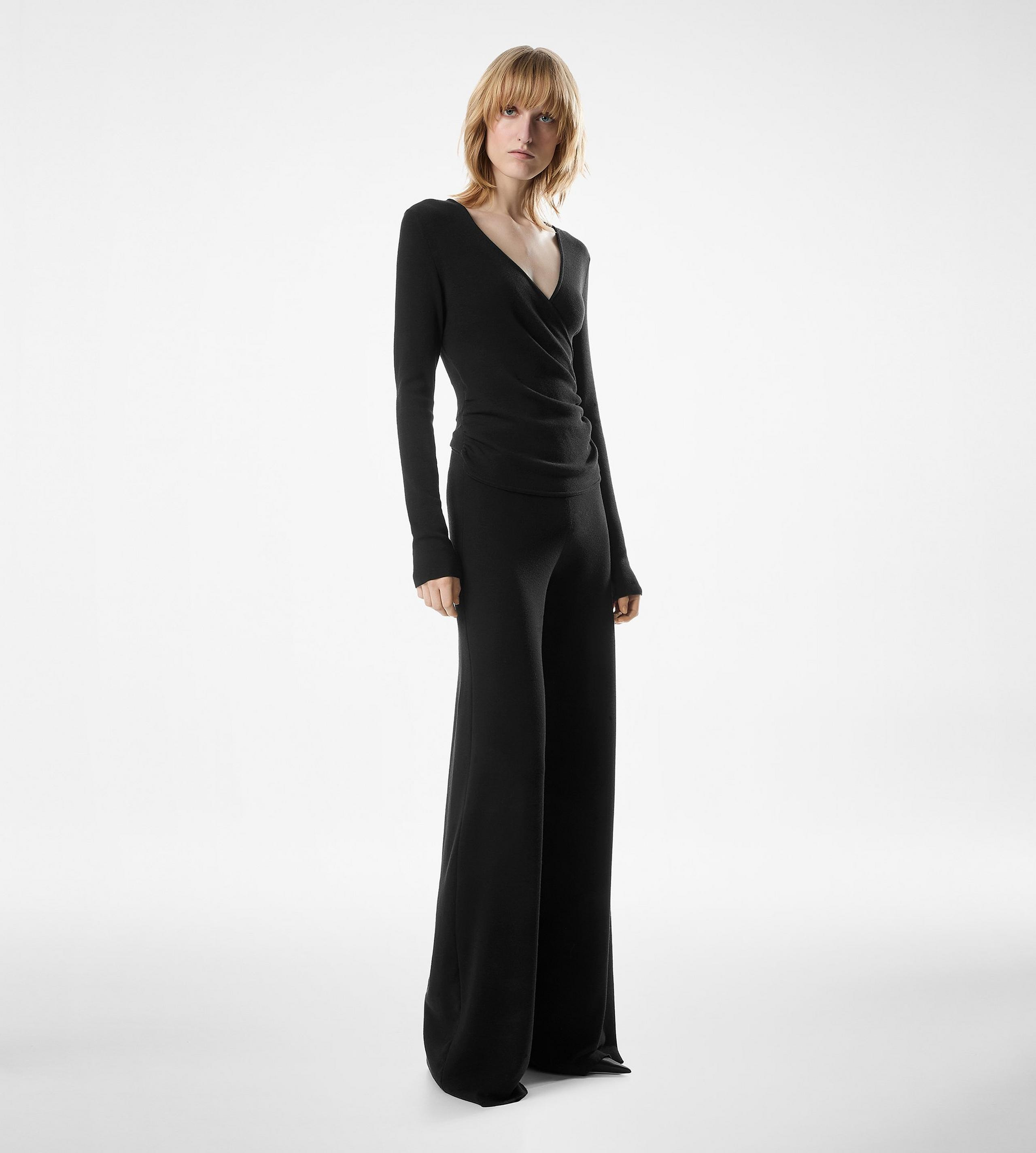 LONG SLEEVE WRAP WOOL JUMPSUIT - 3