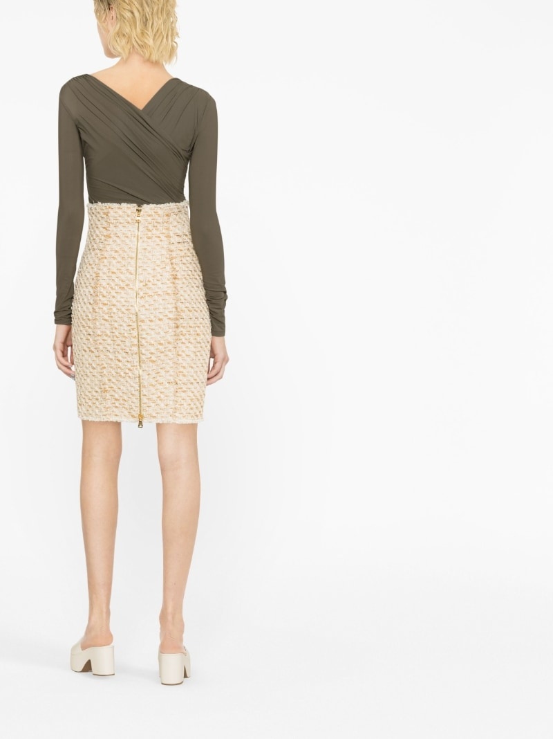 button-embellished tweed skirt - 4