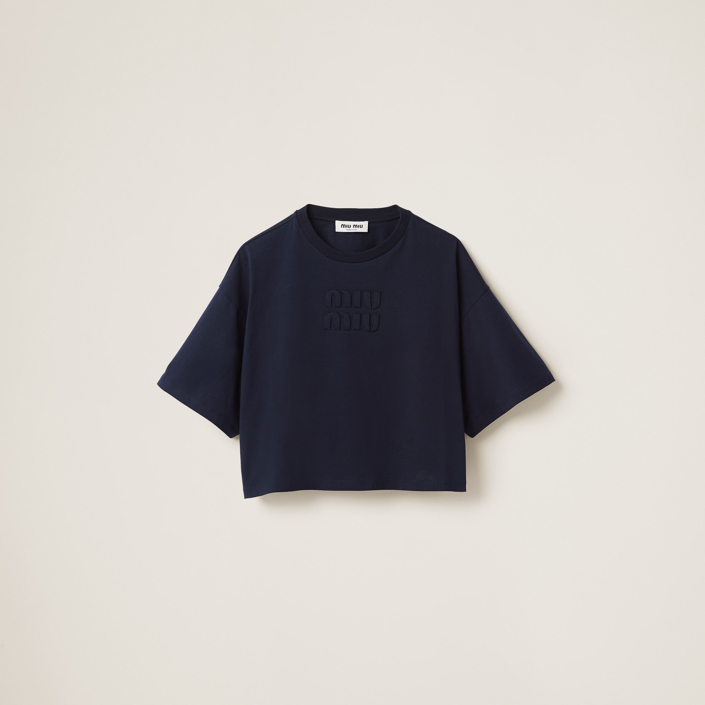 Miu Miu Cotton jersey T-shirt with embroidered logo | REVERSIBLE
