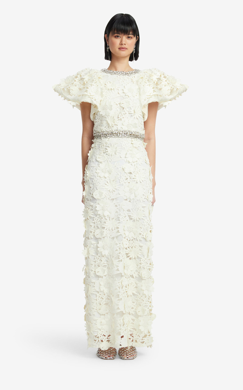 Kyra Embellished Lace Maxi Skirt white 3