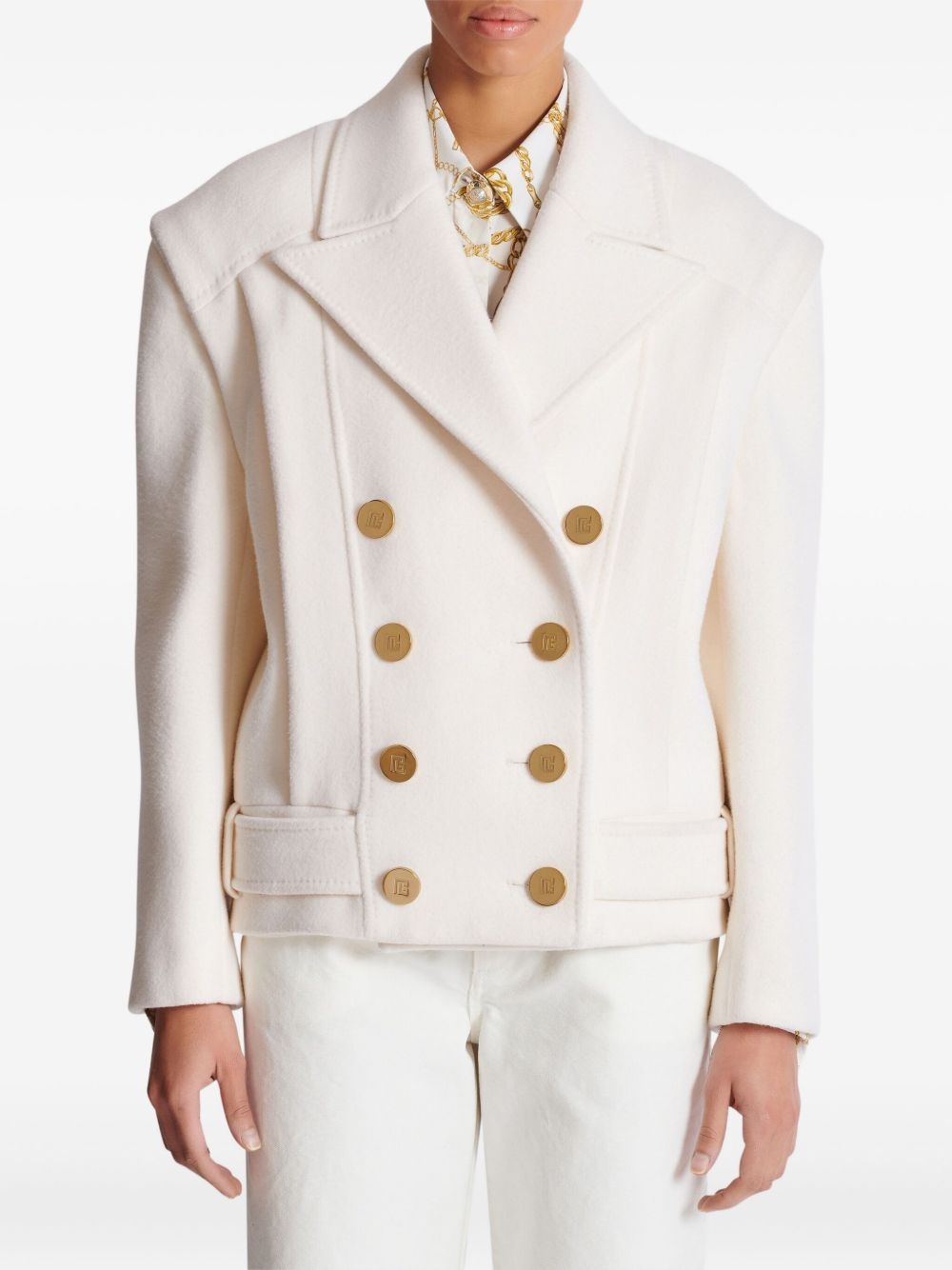 cropped cashmere reefer jacket - 6