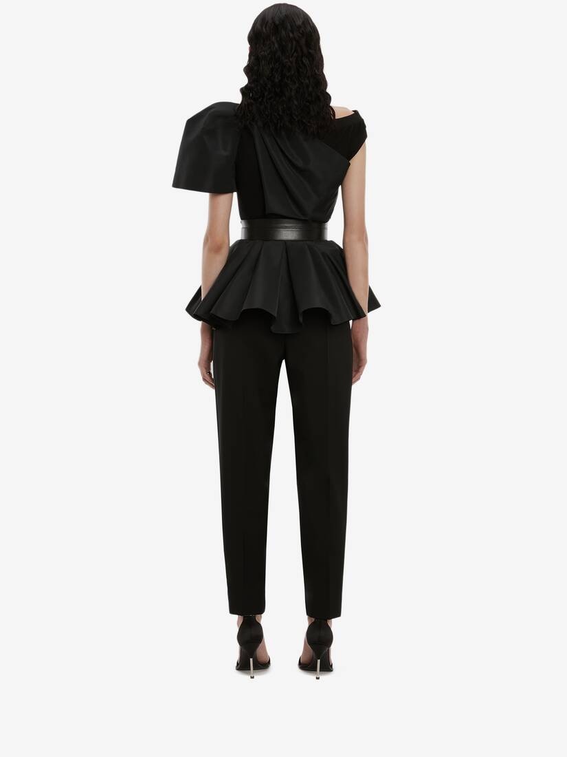 Asymmetric Drape T-shirt in Black - 4