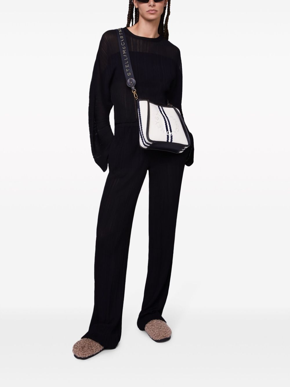 fine-knit plissé-effect top - 2