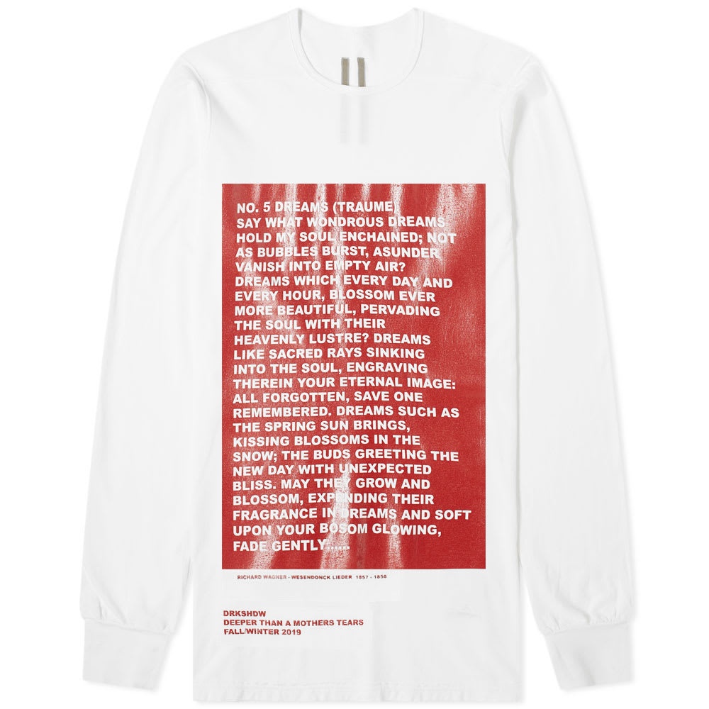 Rick Owens DRKSHDW Long Sleeve Poem Print Level Tee - 1