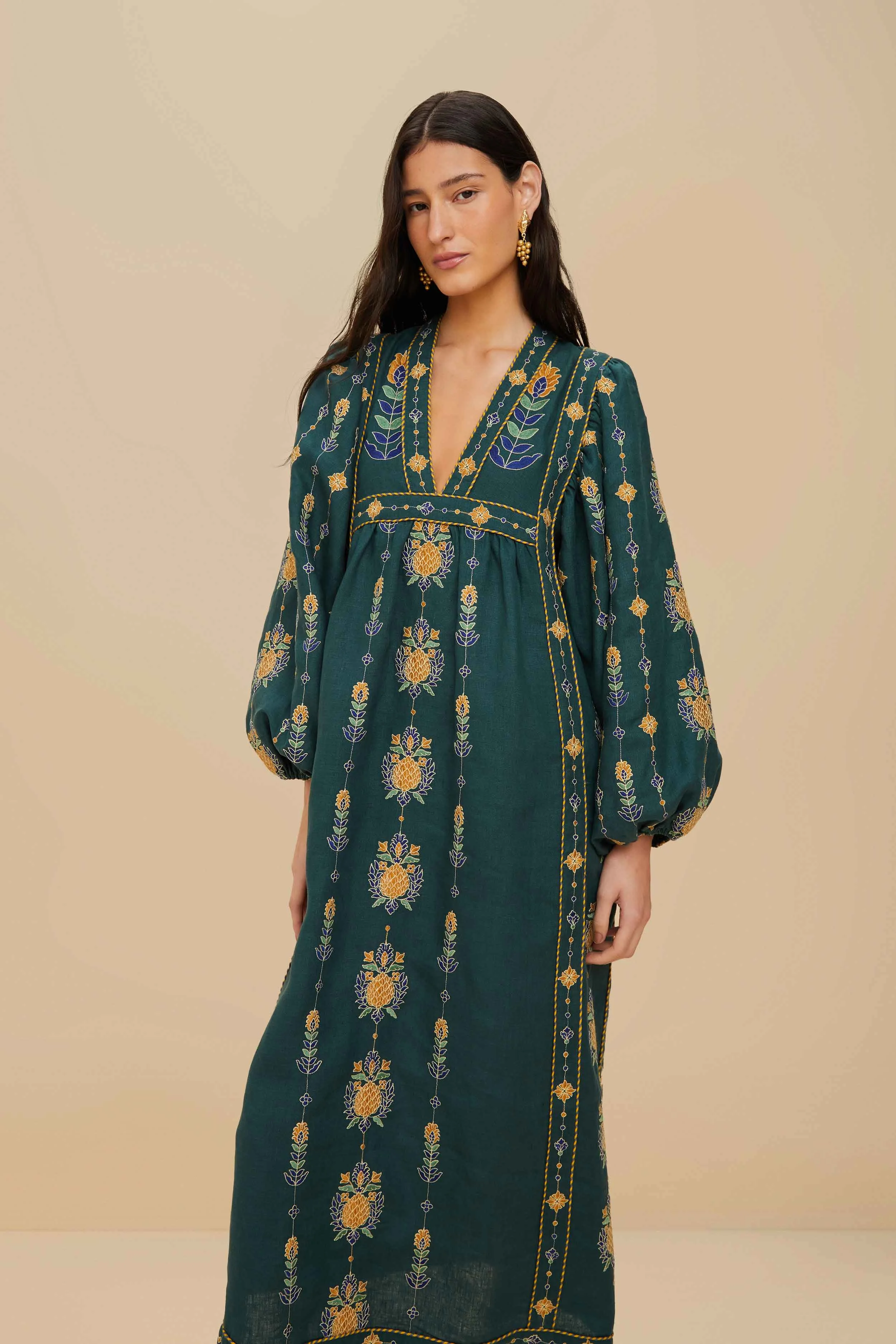 farm rio green pineapple dress Multicolour one-shoulder dress with print main image 0