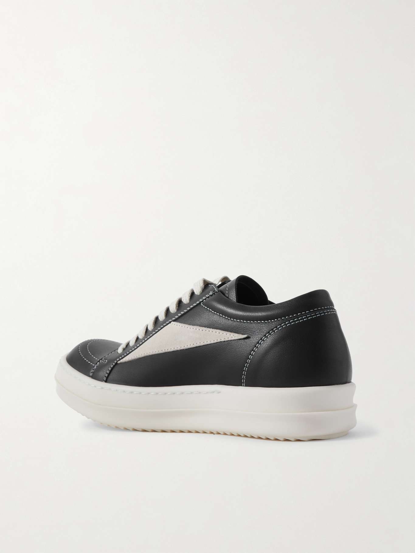 Vintage suede-trimmed leather sneakers - 3