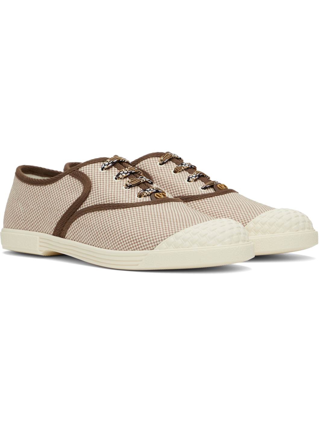 Off-White & Brown 'Bay By Bay' Canvas Sneakers - 4