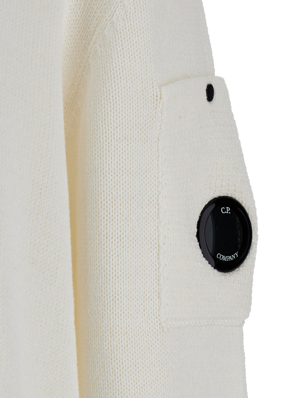 C.P. Company Men White Cardigan With High Neck And Lens Motif Applied On The Sleeve In Cotton Man - 3