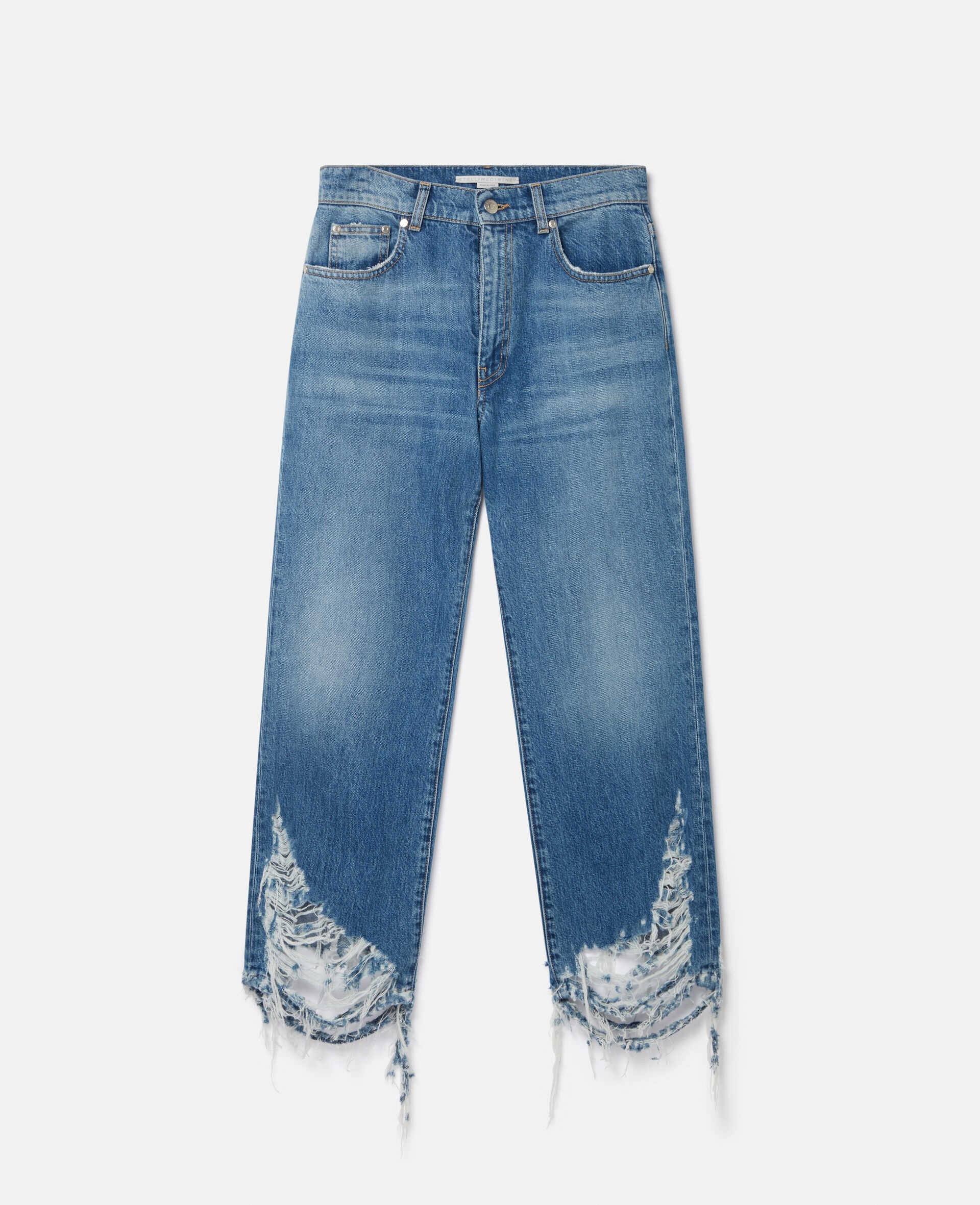 Vintage Wash Deconstructed Straight Leg Jeans - 1