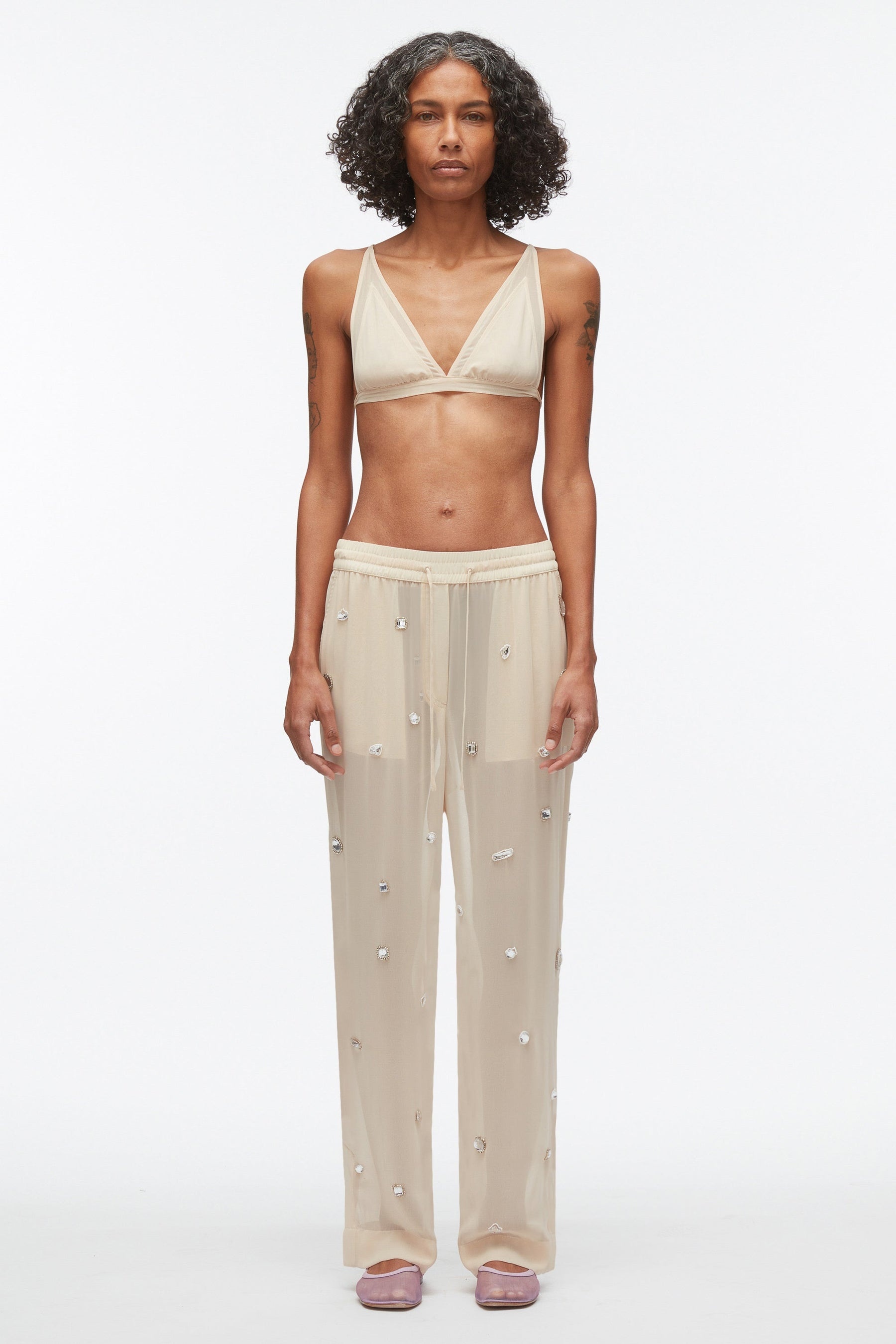 Halo Embroidered Chiffon Pant - 2