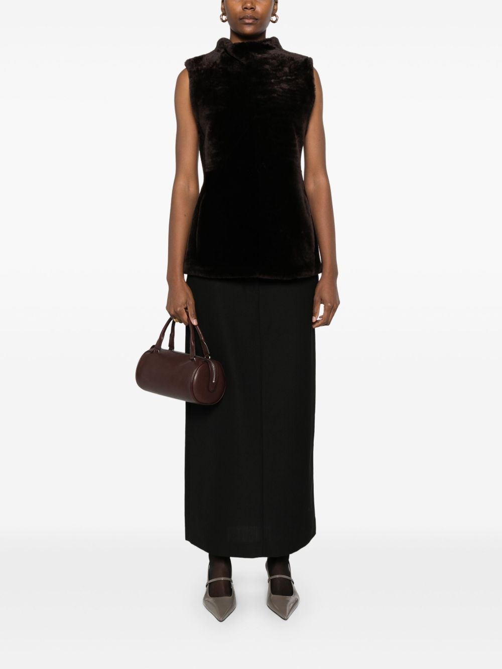 shearling-panel top - 2