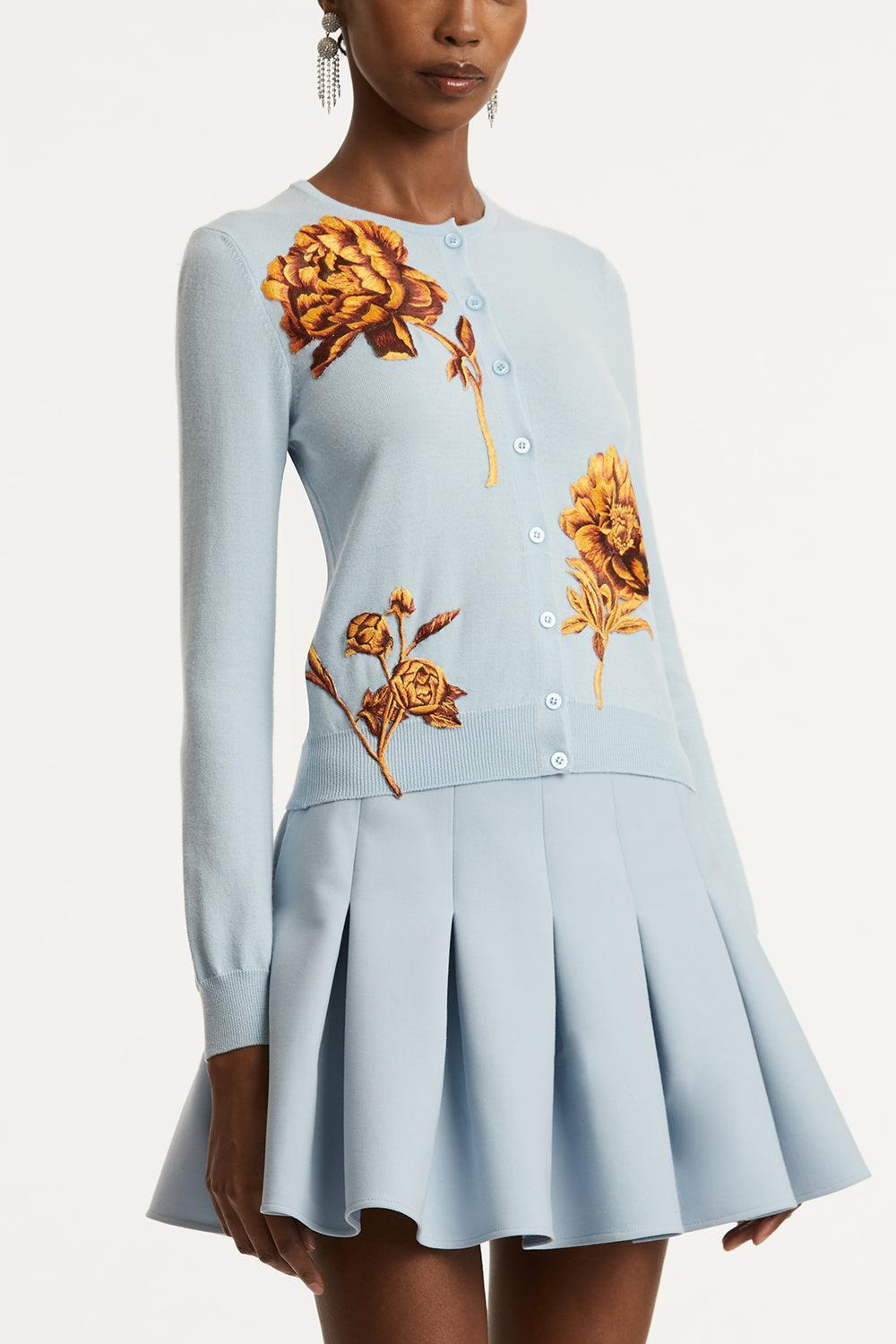 Tonal Peony Embroidered Cardigan - 4