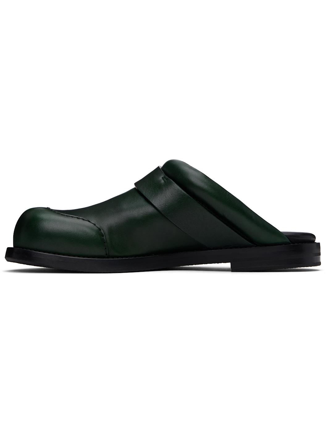 Green Leather Buckle Mules - 3