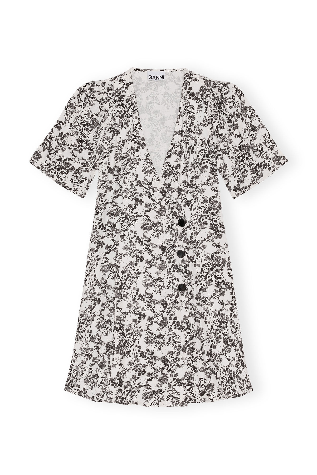 FLORAL VISCOSE TWILL WRAP MINI DRESS - 6