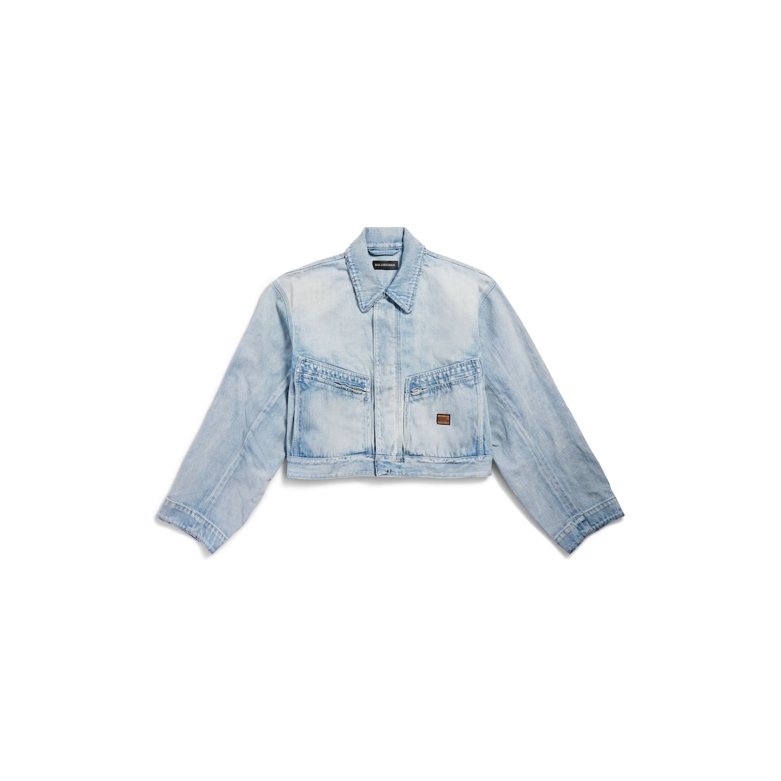 Women's Cropped Workwear Jacket in Light Blue - 1