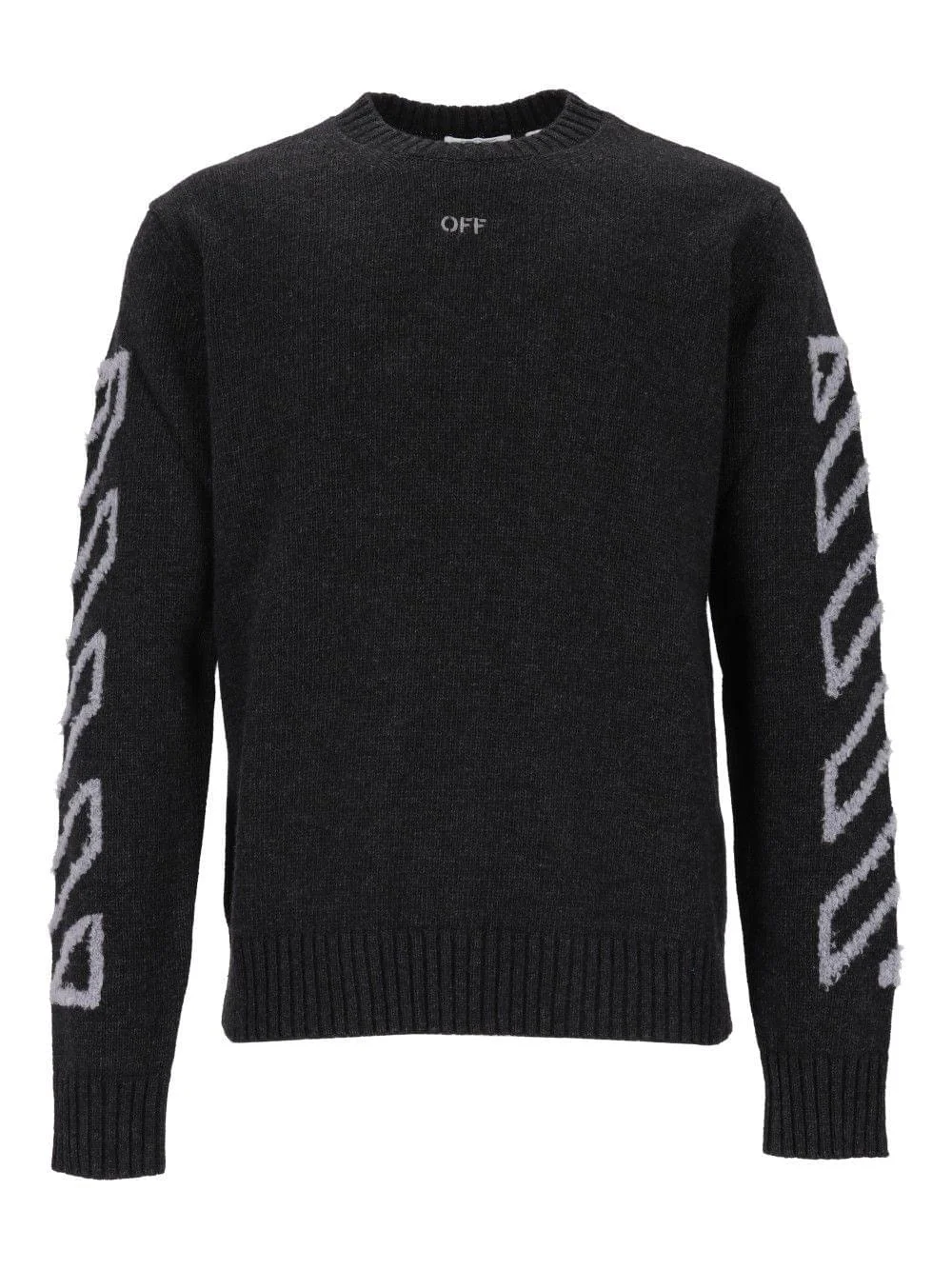 Off-White Men The Diagonal Arrow Fuzzy Crew Neck Sweater - 1