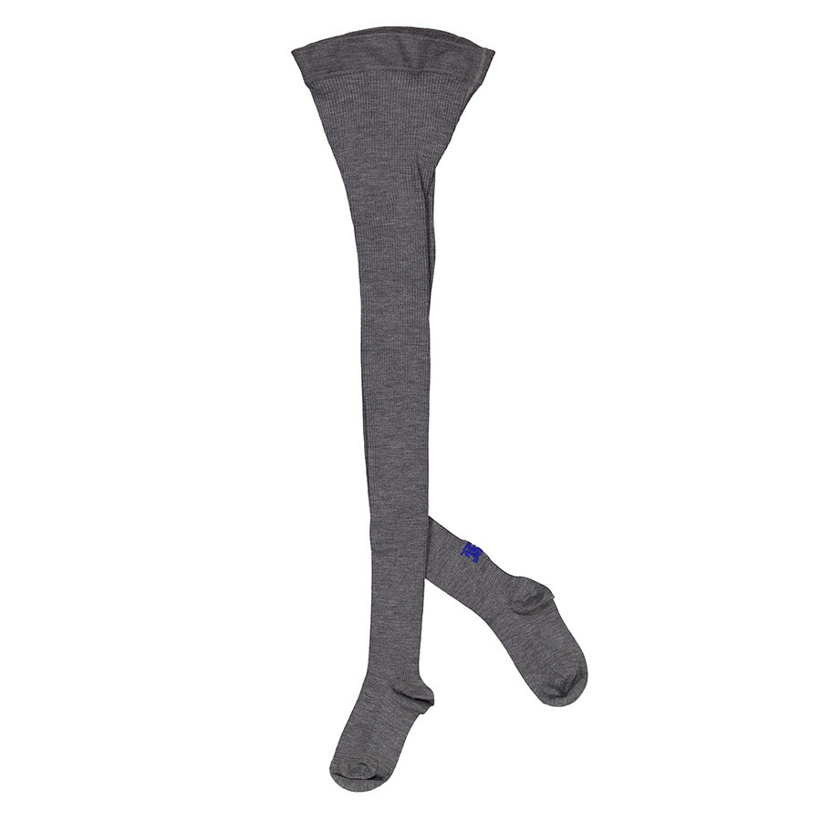 Burberry Mid Grey Wool-Blend Ribbed Tights - 2