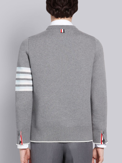 Thom Browne Light Grey Cotton Crepe Buffalo Check Jacquard Hector Icon Crewneck 4-Bar Pullover outlook