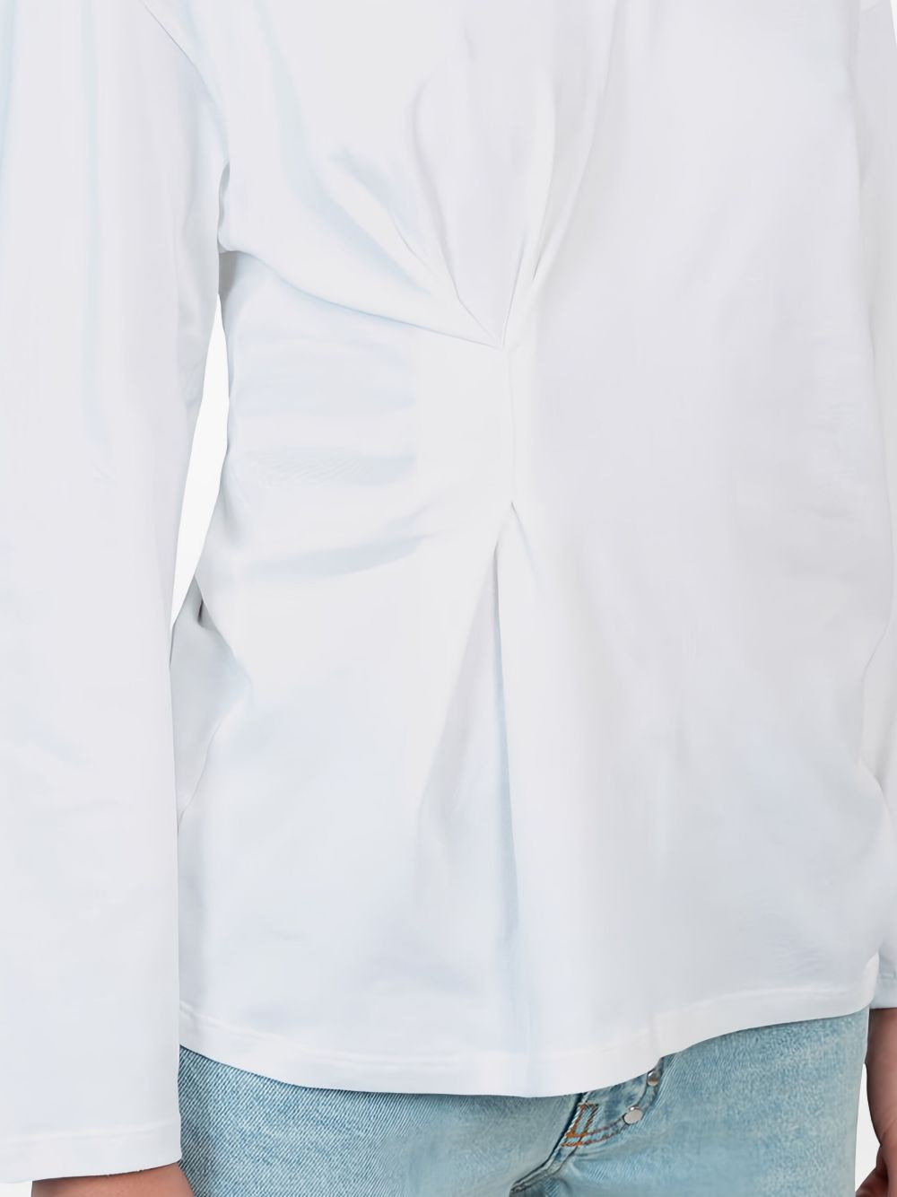 long-sleeve gathered-detail polo shirt - 4