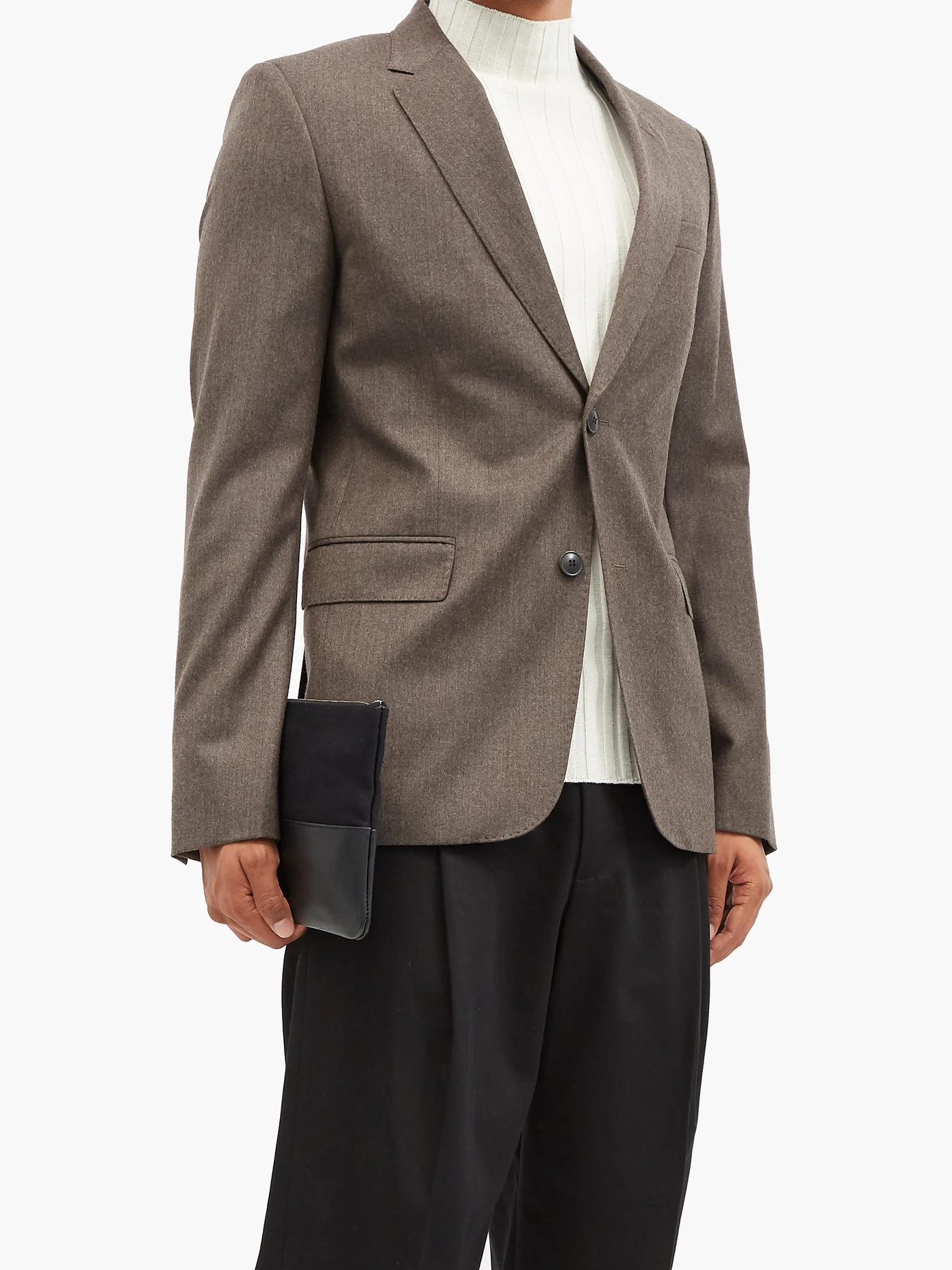 Single-breasted wool-fresco suit jacket - 6