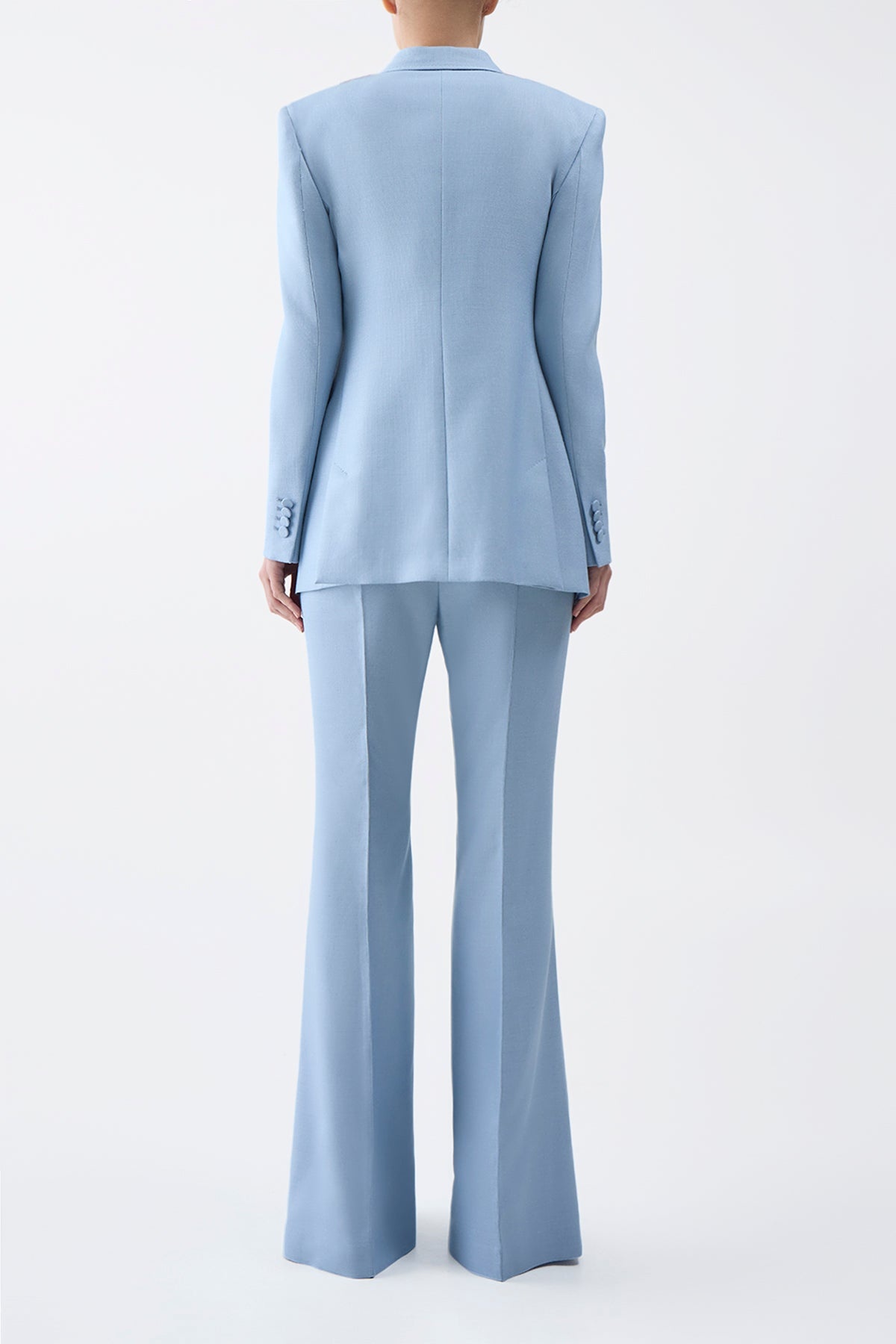 Rhein Pant in Stone Blue Silk Virgin Wool - 4