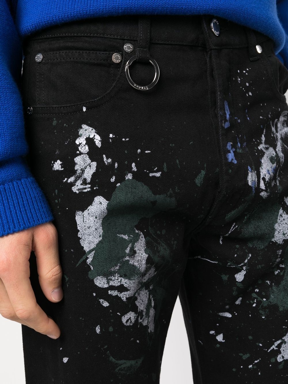paint-splattered straight-leg jeans - 5