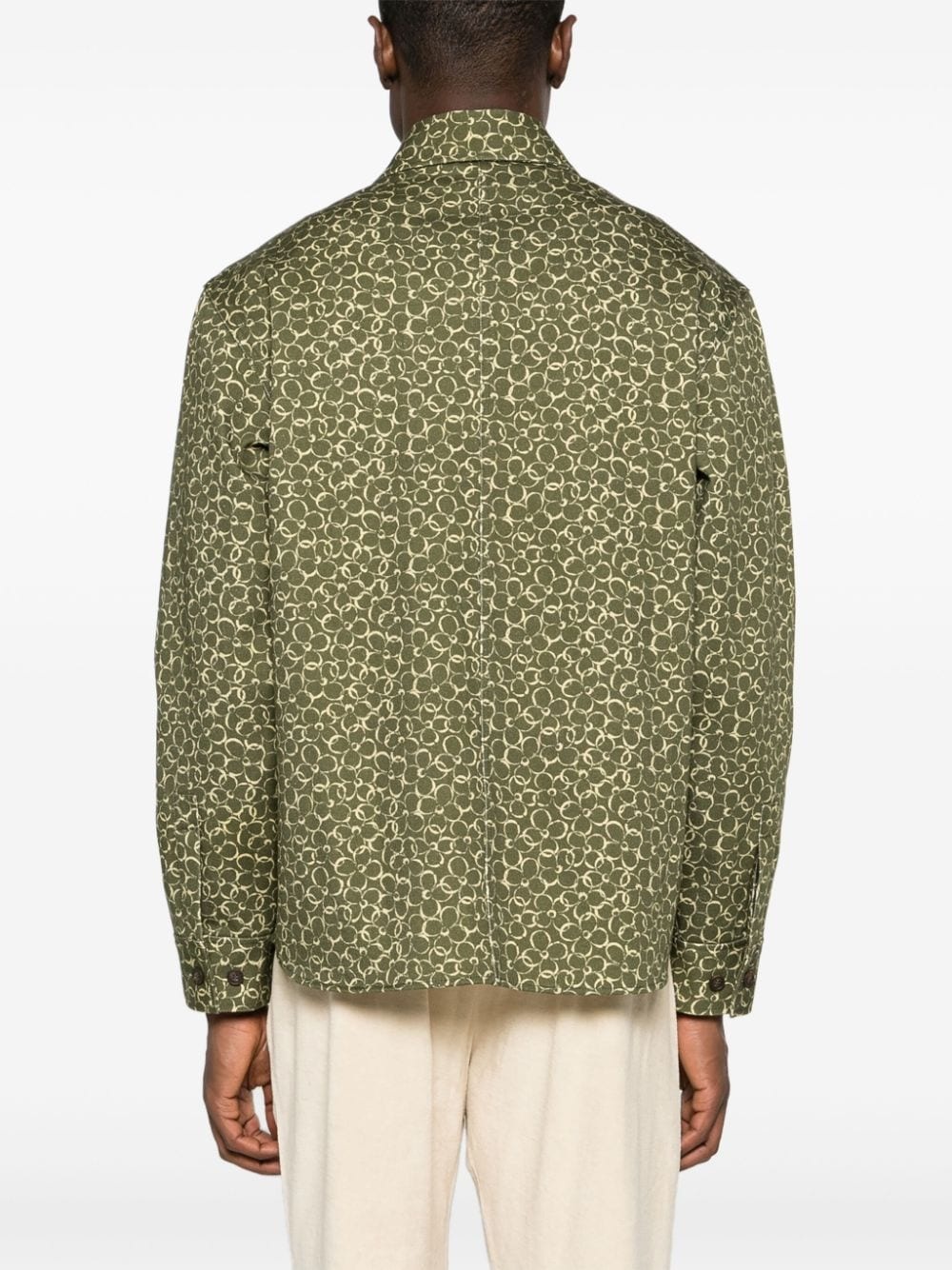 floral-print cotton shirt jacket - 4