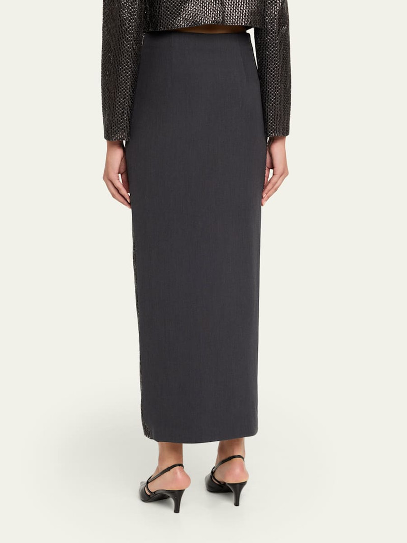 ROLAND MOURET Diamante Crepe Slit Maxi Skirt outlook