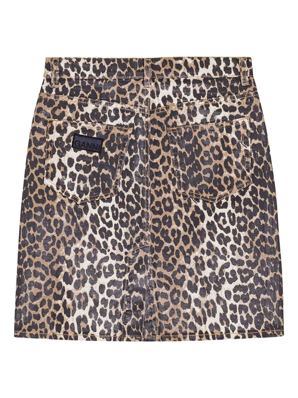 leopard-print denim midi skirt - 6