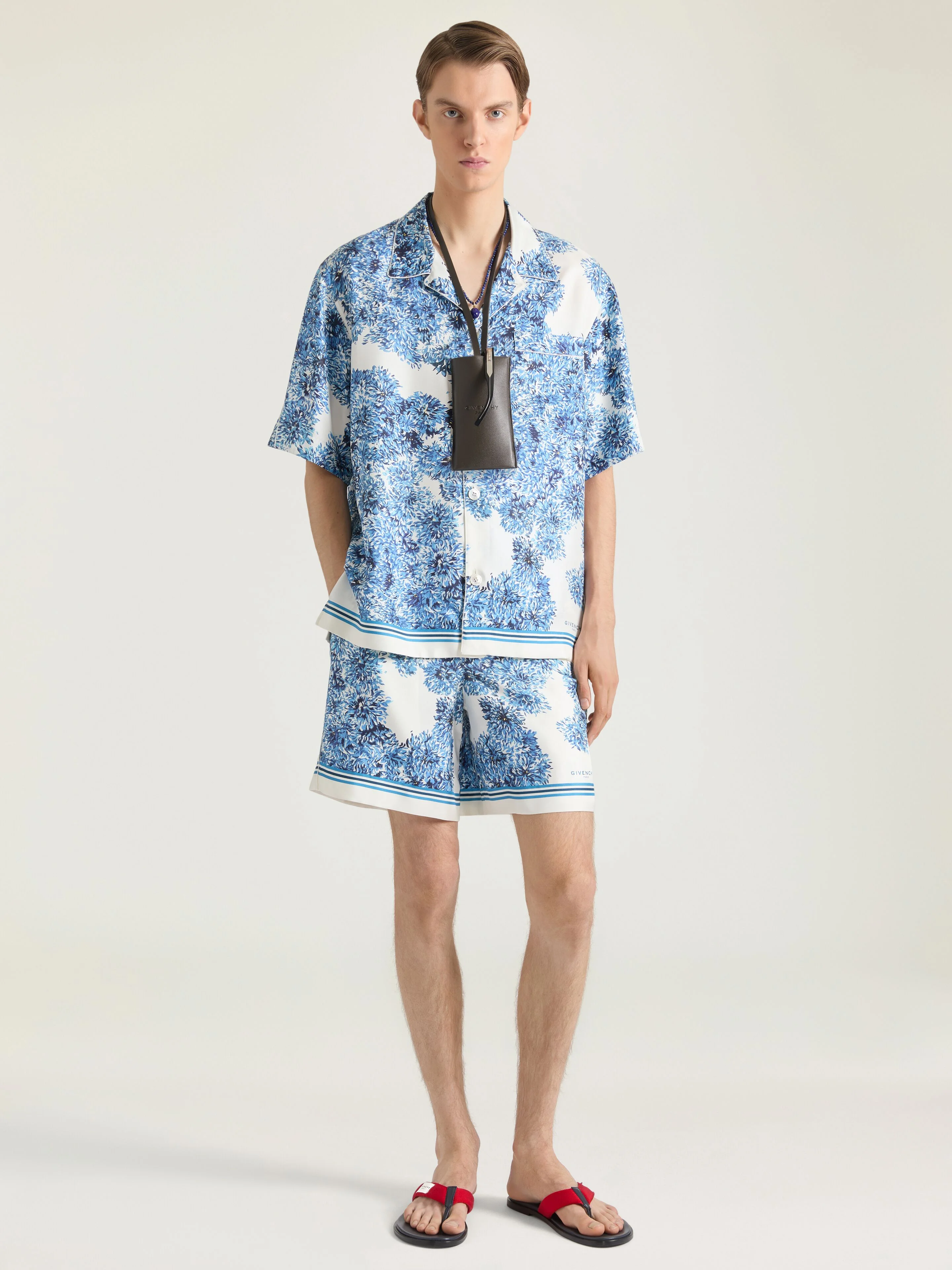 COUTURE SEAM BERMUDA SHORTS IN SILK WITH POMPOM PRINT - 1