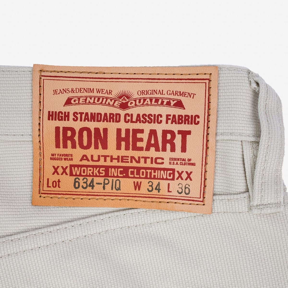 IH-634-PIQ 14oz Cotton Piqué Straight Cut Jeans - Ecru - 7