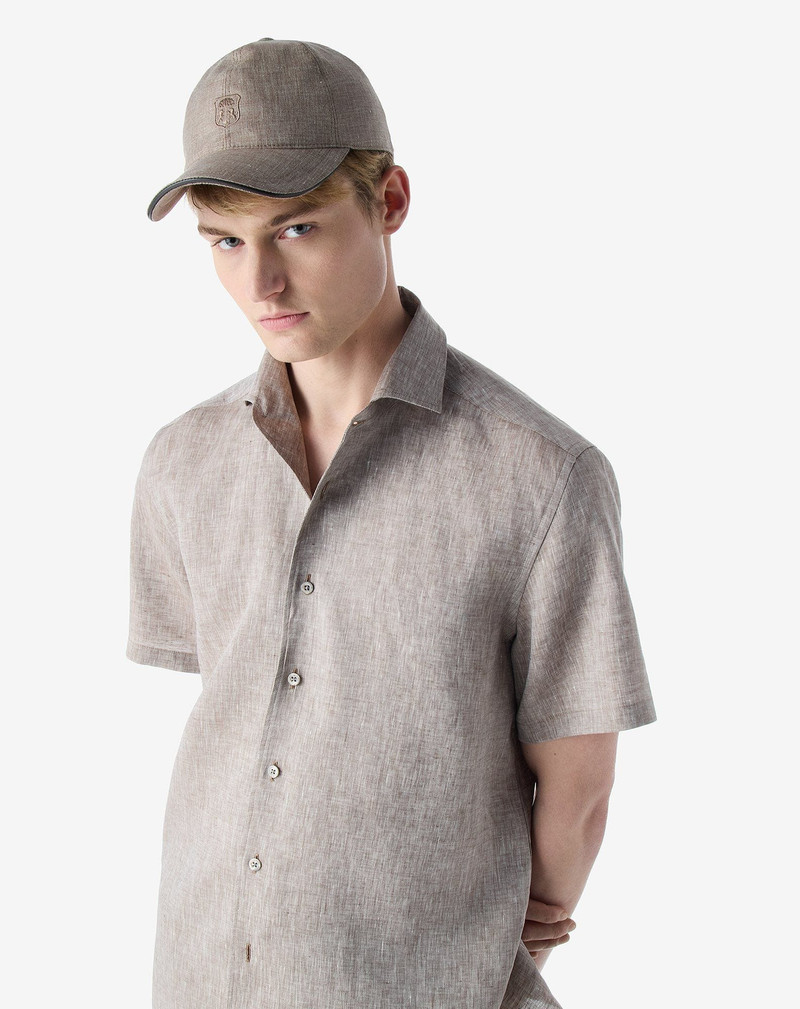 CORNELIANI Brown wool, linen and silk baseball cap outlook