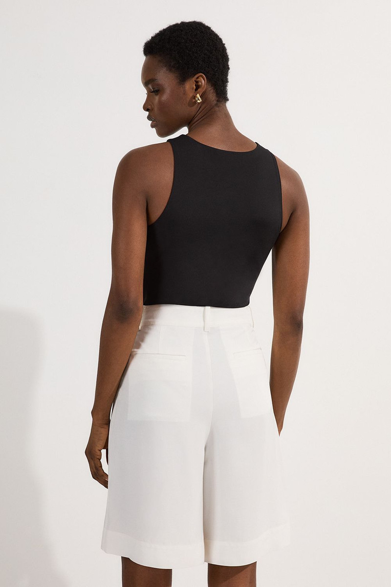 Tall Premium Viscose Linen Belted Woven City Short 6