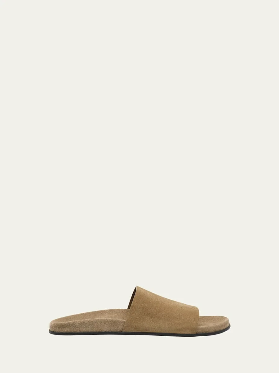 Hugh Suede Flat Slide Sandals - 1
