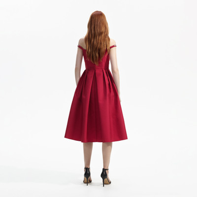 self-portrait Red Textured Diamante Midi Dress outlook