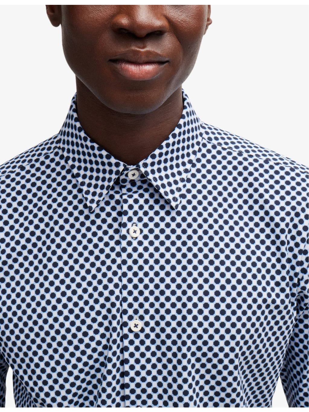 Slim-fit micro square-print stretch-woven shirt - 5