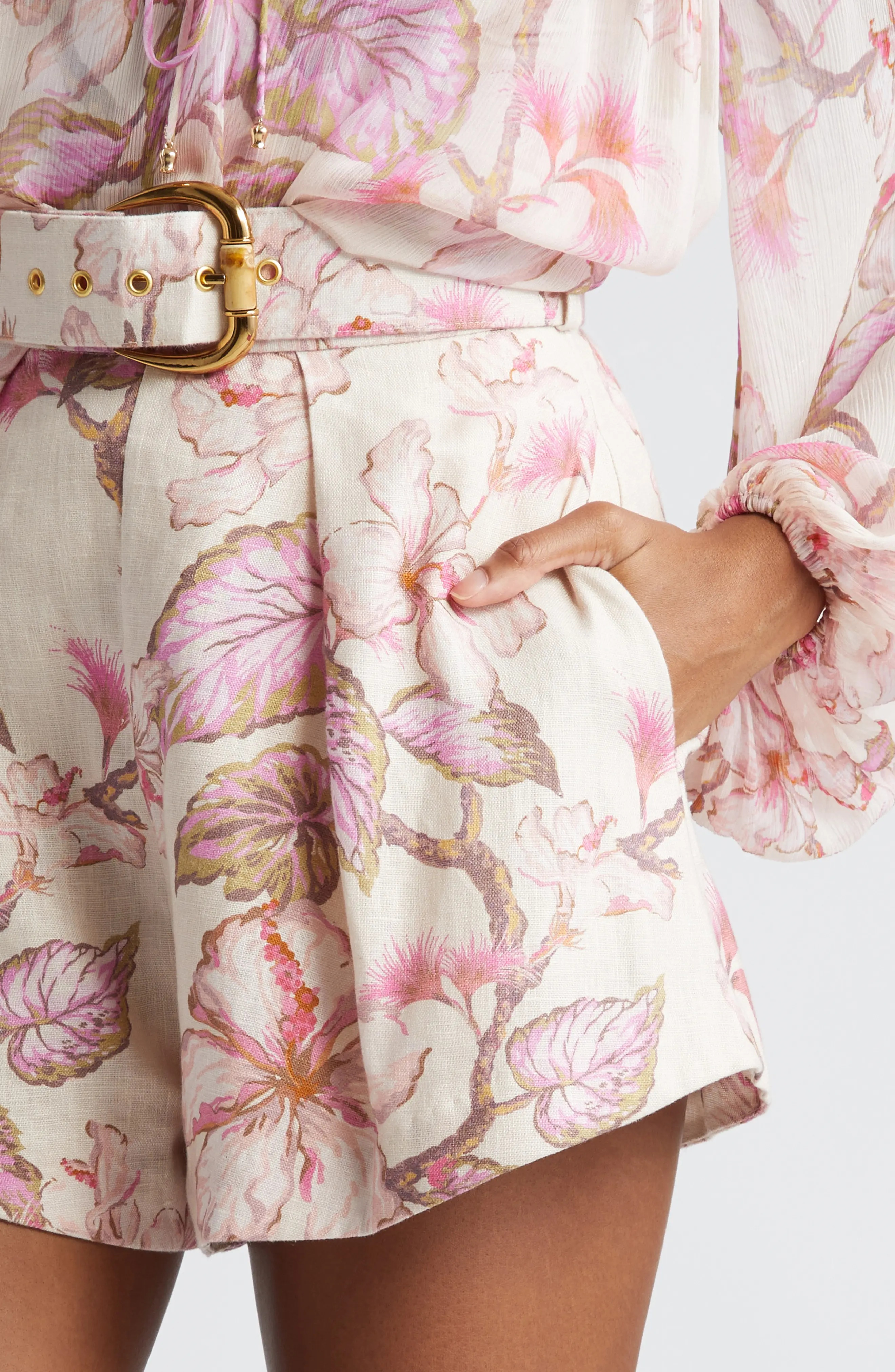 Matchmaker Floral Belted Linen Shorts - 5