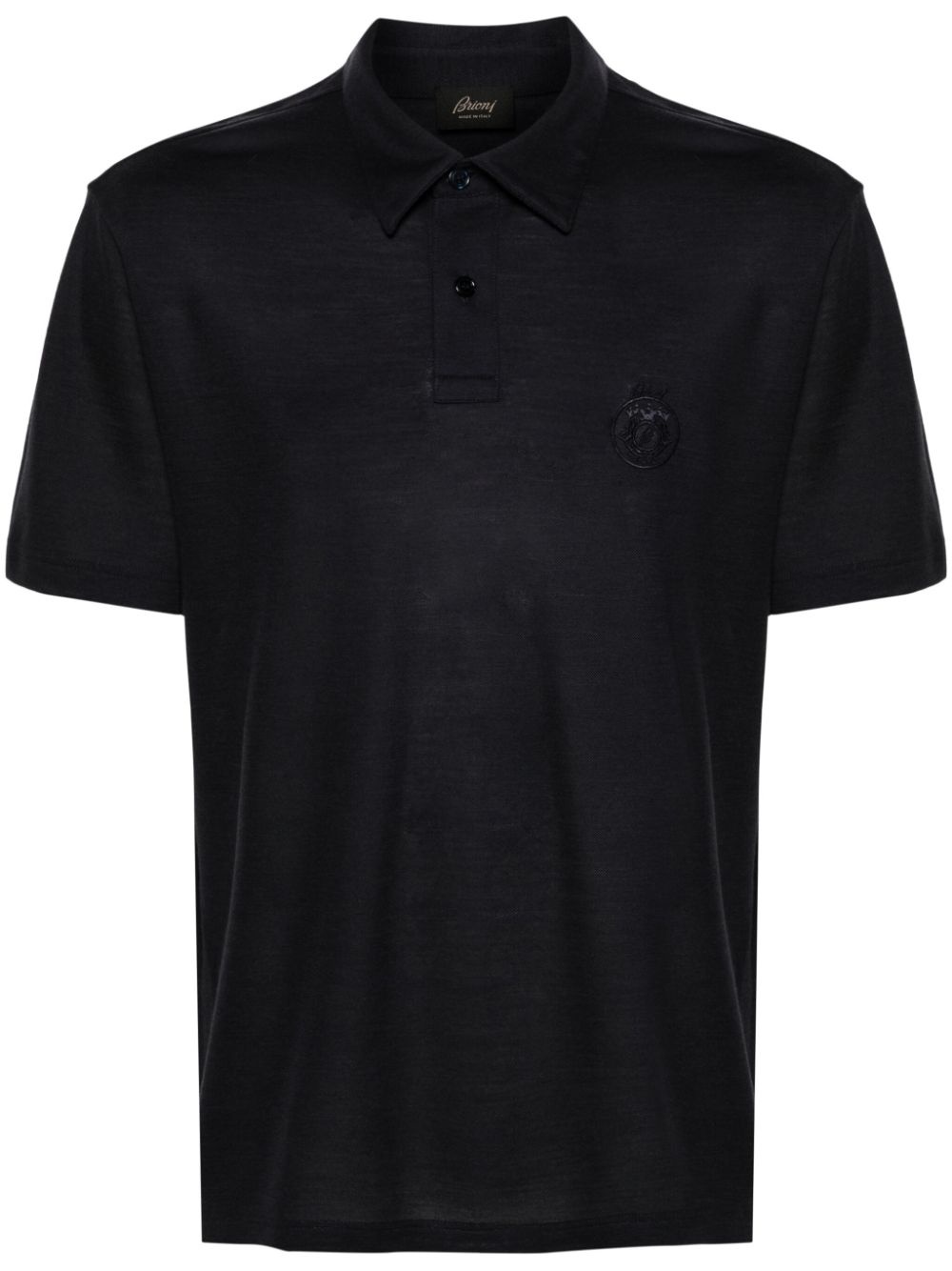 logo-embroidered wool polo shirt - 1