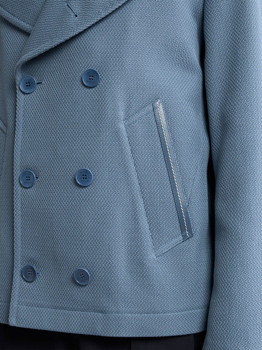 COTTON PEA COAT WITH LEATHER DETAIL - 2