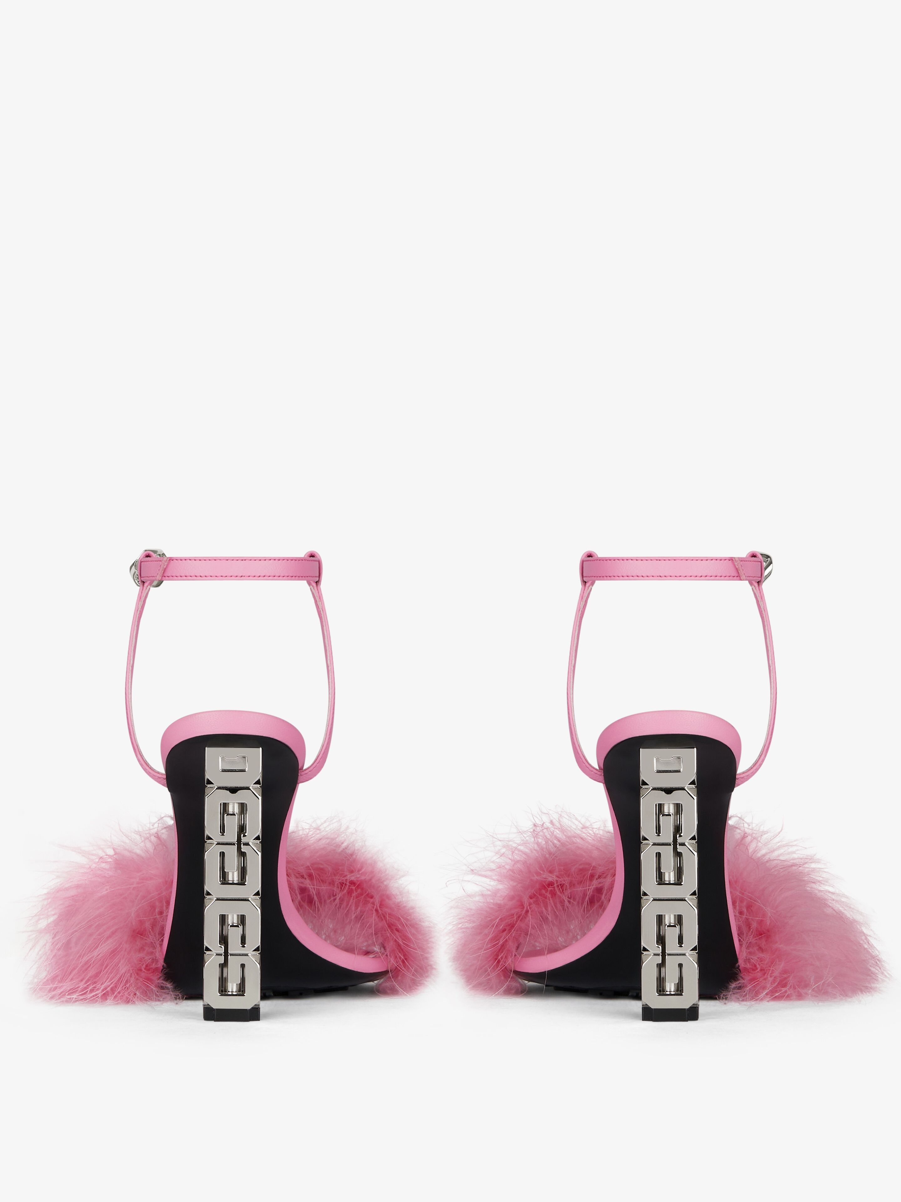 G CUBE SANDALS IN FEATHERS AND LEATHER - 6