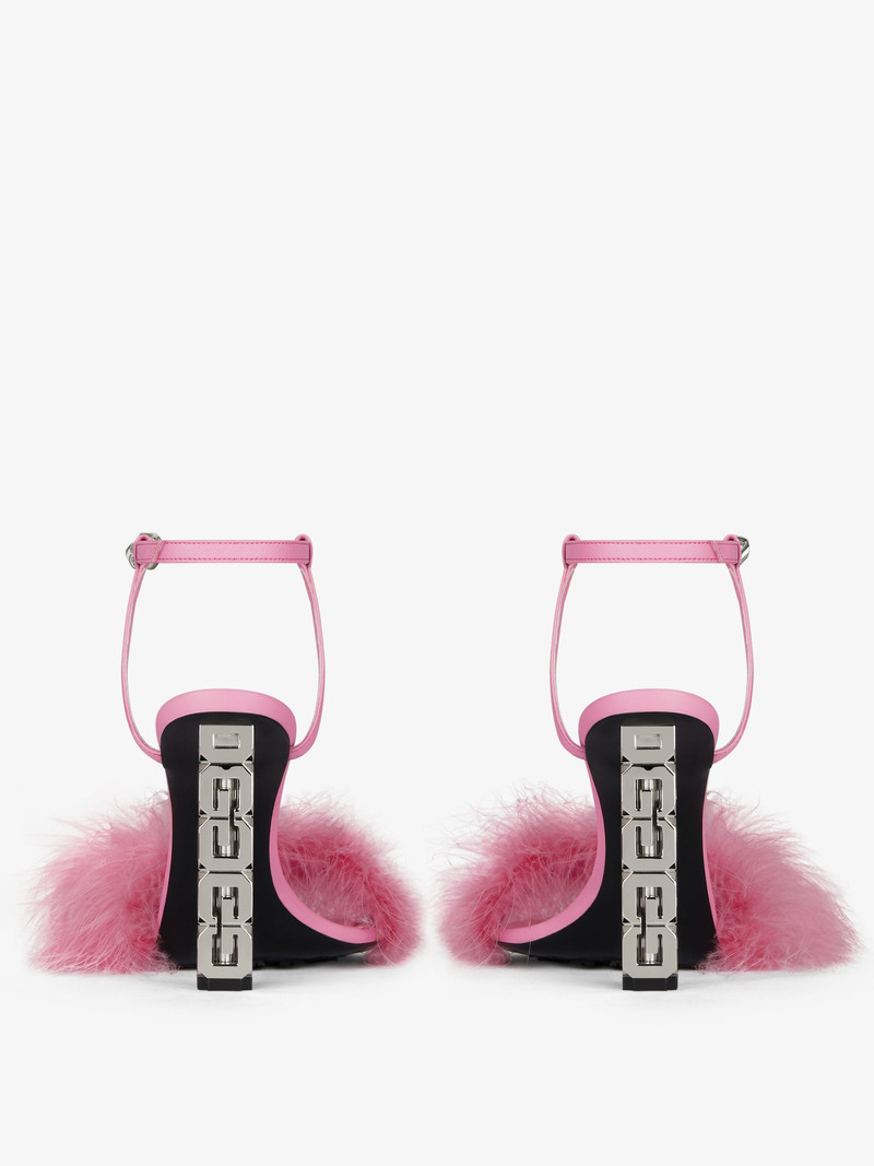 G CUBE SANDALS IN FEATHERS AND LEATHER 6