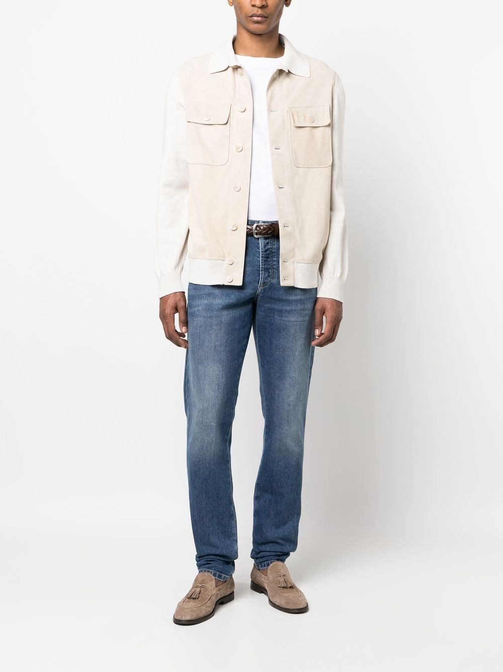 hybrid leather shirt jacket - 2