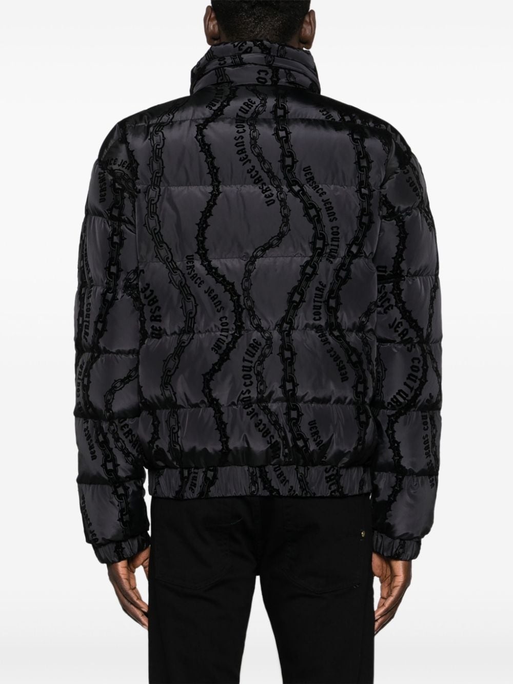 flocked-print quilted puffer jacket - 4