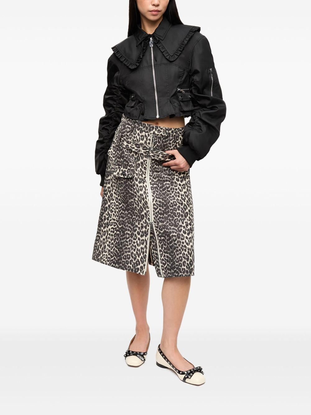ruffle-collar bomber jacket - 2